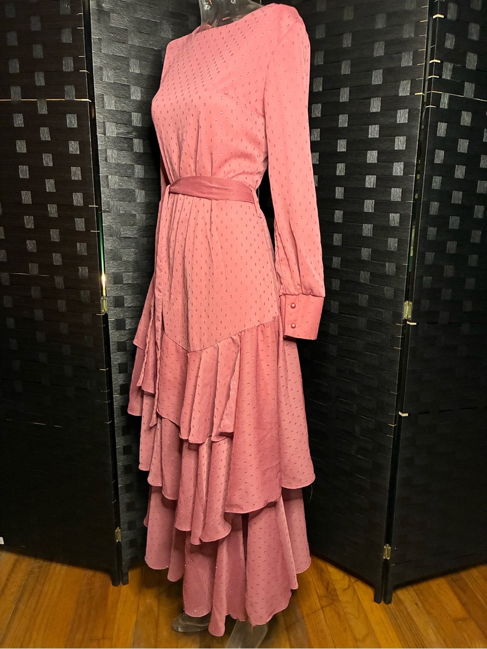 Tiered Ruffle Maxi Dress in Dusty Rose - Picture 7 of 12